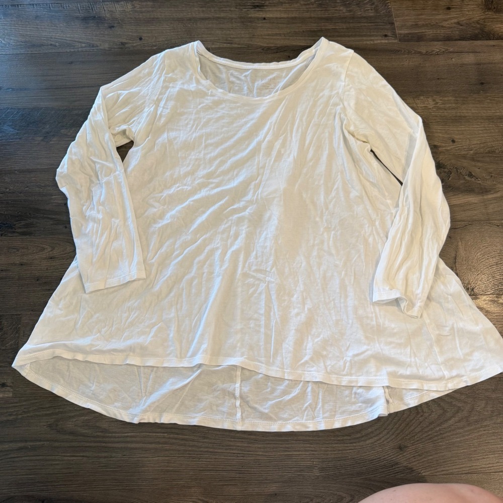 Pure Jill J. Jill White Pima Cotton Back Tie High Low Tunic Top Medium